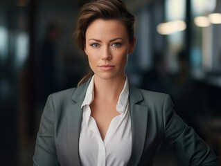 Naklejka premium Portrait Attractive confident business woman in business professional working office