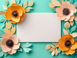 Obraz premium Soft Pastel 3D Paper Cut Pansies with Blank Backdrop