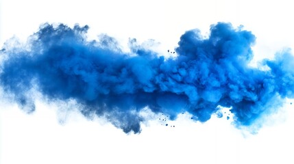 Blue Smoke Explosion on White Background