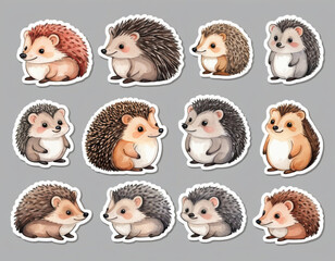 A whimsical collection of funny cartoon animals Hedgehog  all presented as cute and playful icons in a colorful vector illustration