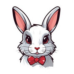 Fototapeta premium Cute Cartoon Rabbit with Red Bowtie Illustration