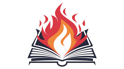 Creative Fire book Logo With Flaming Book Design
