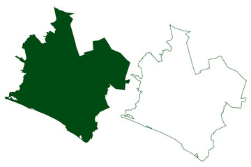 Petatlan municipality (Free and Sovereign State of Guerrero, Mexico, United Mexican States) map vector illustration, scribble sketch Petatlán map