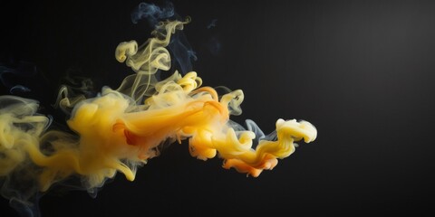 Swirling yellow smoke on black background.