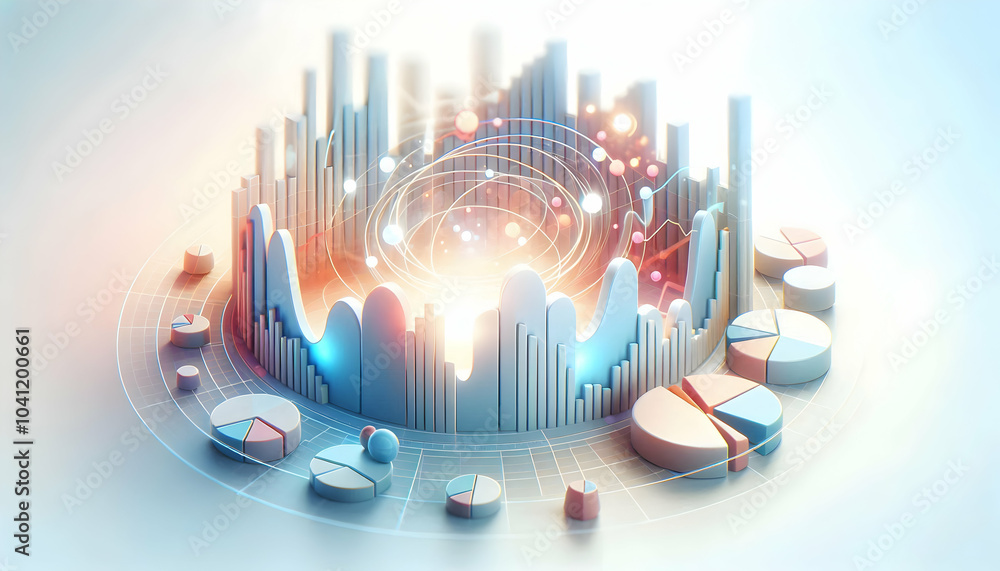 Poster 3d soft abstract financial graphs concept artistic representation for budget tracking and market per