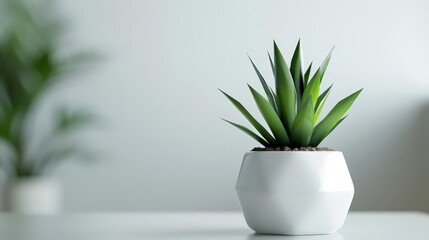 Minimalist doctor's office plant, geometric pot
