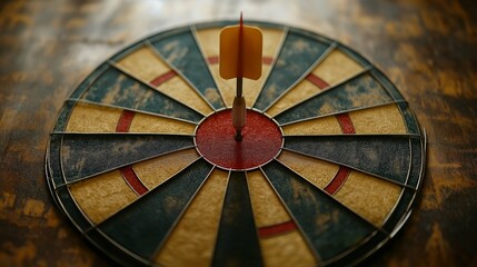Dart Hitting the Center of a Target Board