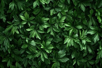 Lush Green Foliage Texture with Veined Leaves
