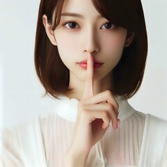Naklejka premium person making silence sign