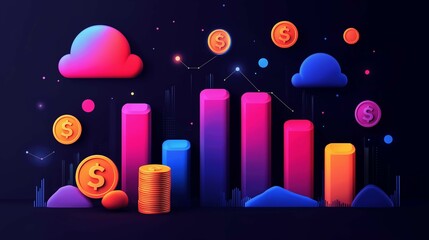 Vibrant Financial Growth Bar Graph Visualization