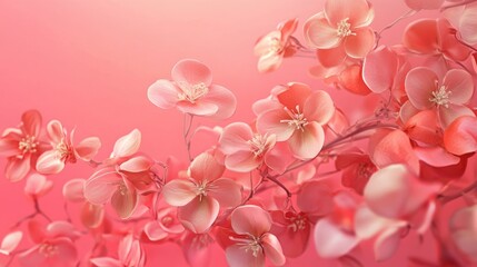 Fototapeta premium A lively arrangement of pink blossoms set against a pink backdrop