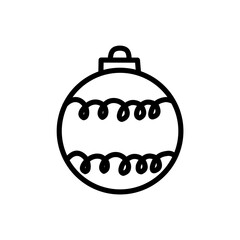 Hanging Light Icon for Christmas and New Year Decoration, Hand Drawn Hanging Round Light, Hanging Light Ball Line Art