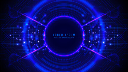 Futuristic dark blue background with circular and circuit patterns