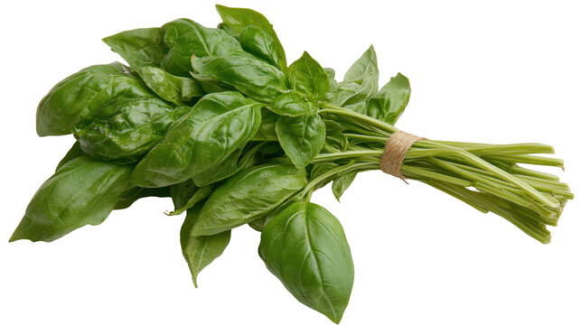 Fresh basil leaves bunch for culinary delights and herbal remedies - transparent background png