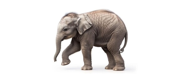 Fototapeta premium Cute Elephant Baby Isolated On White Background With Shadow