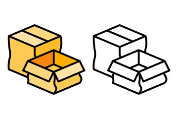 Package box icon object cartoon, sticker flat vector