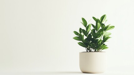 Obraz premium Realistic front view of a ZZ plant in a pot against a white background