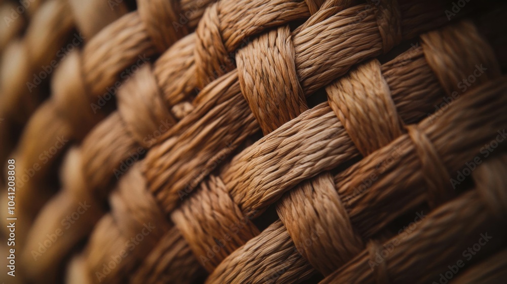 Poster woven basket with a crisscross pattern, emphasizing the craftsmanship and texture