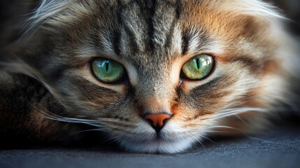 Close-Up Portrait of a Cat with Green Eyes