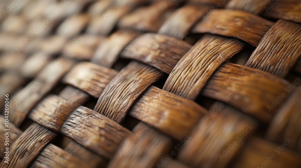 Poster woven basket with a crisscross pattern, emphasizing the craftsmanship and texture