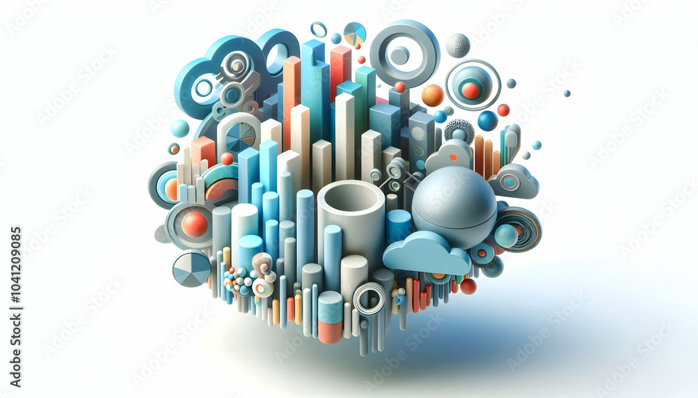 Poster 3d soft abstract market research concept sophisticated image data analysis abstract shapes gradients
