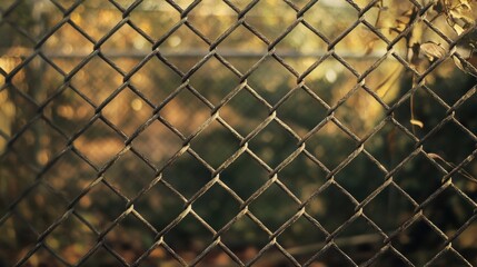  chain-link fence, highlighting the texture and pattern of the links