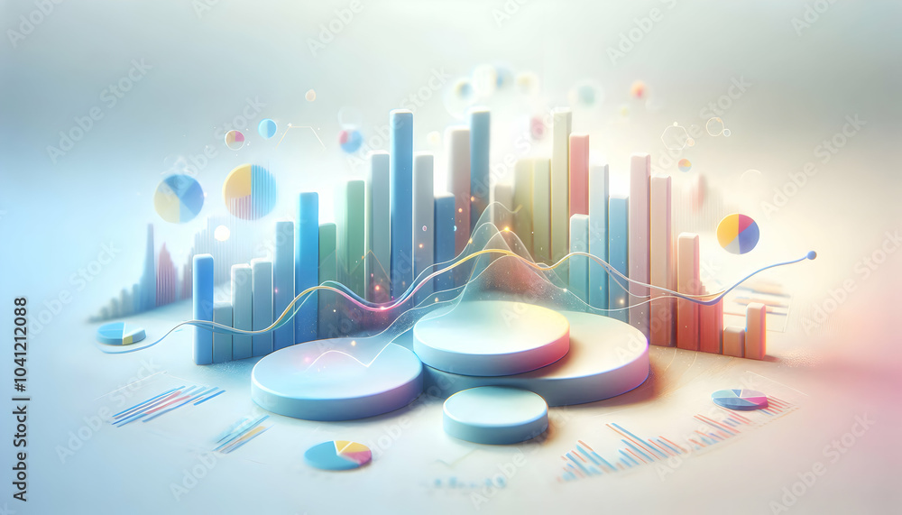 Poster 3d soft abstract financial graphs artistic representation budget tracking market performance copy sp