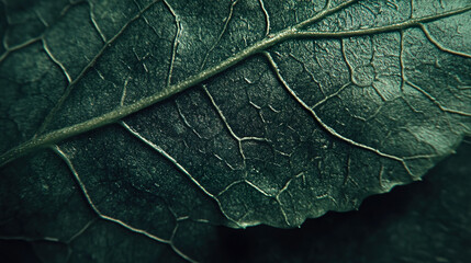 Obraz premium Marco Dark green leaf closeup texture background wallpaper
