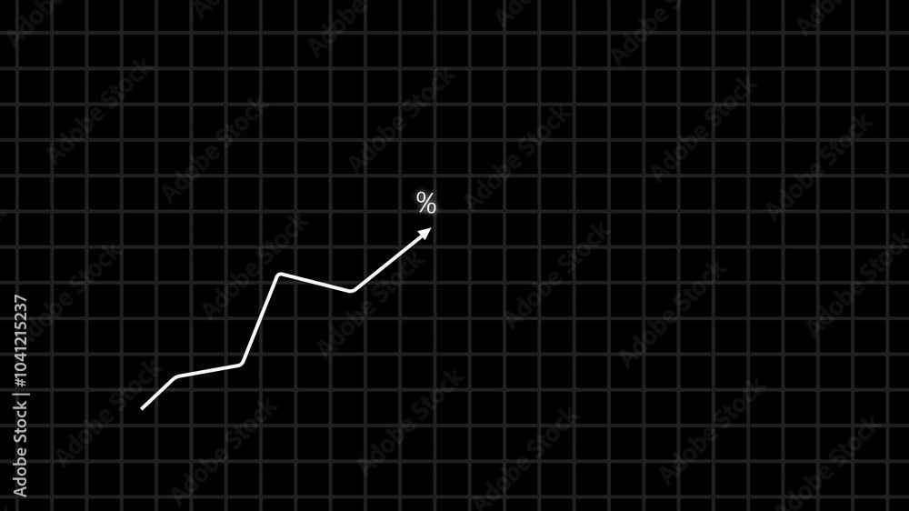 Poster graph line with arrow pointing upwards symbolizing growth or success animation
