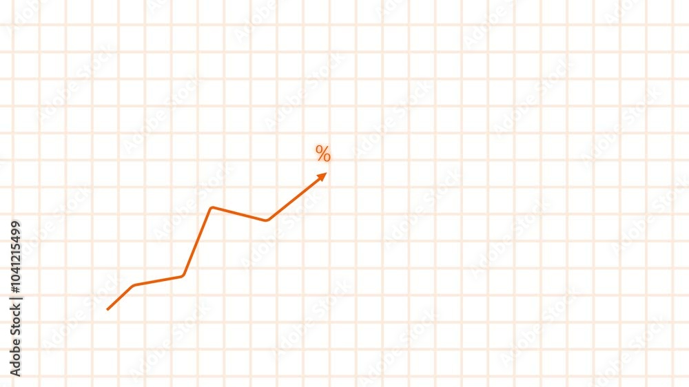 Poster graph line with arrow pointing upwards symbolizing growth or success animation