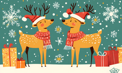 Doodle Christmas and New Year Cards - 2D Hand-drawn Illustrations on White Background