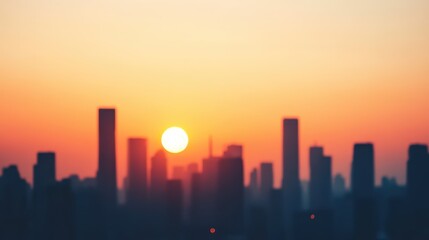 A breathtaking sunset over a city skyline, casting vibrant colors across the horizon and silhouetting the skyscrapers beautifully.