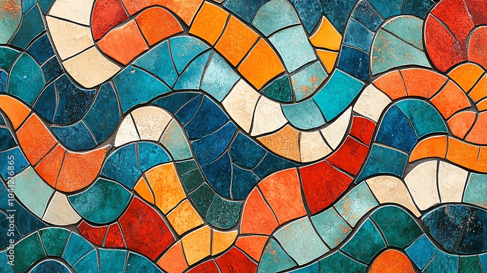 Wall mural a colorful mosaic pattern with various colors.