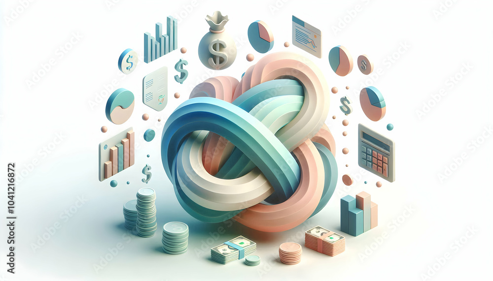 Aufkleber 3d soft abstract financial collaboration concept - elegant soft abstract design depicting business t