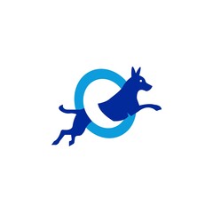 Dog circle jumped vector logo design