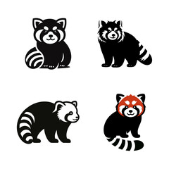 Obraz premium Red Panda black white logo icon illustration