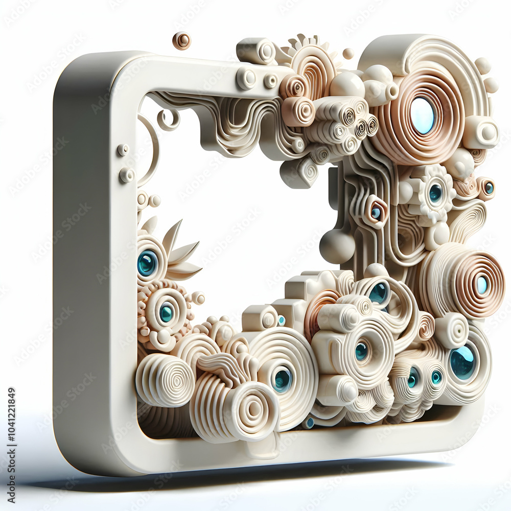 Poster 3d biomimicry inspired border shape shifting elements camera glides natural forms transforming shape