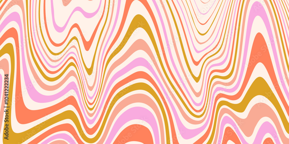 Aufkleber Abstract Optical Illusion Linear Background. Y2k Acid Geometric Op Art Pattern. Psychedelic Stripe Texture Vector Design.