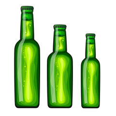 Set green bottles of beer. Vector designs for use in banner,poster,card,invitation. Oktoberfest
