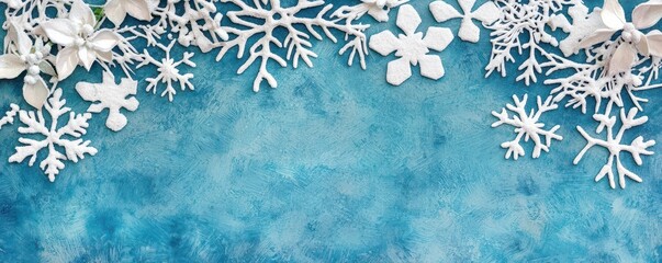 Icy Watercolor Holiday Frame with Frosty Snowflakes and Cool Tones for a Festive Touch