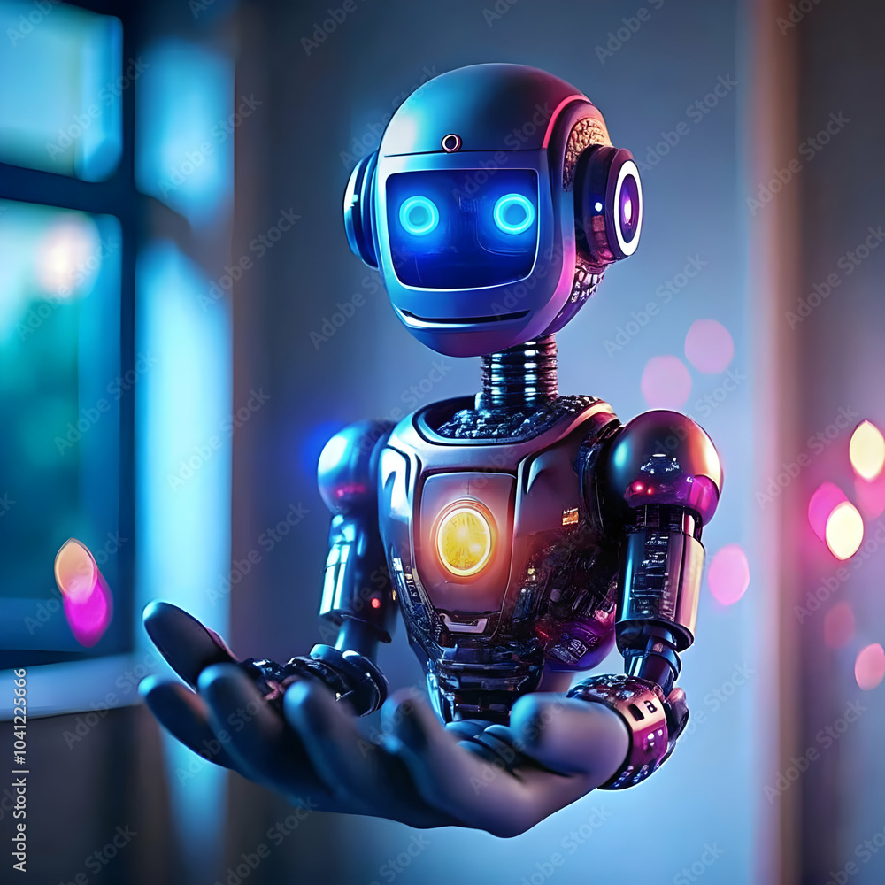 Aufkleber ai chatbot customer hand glossy image | symbolizing ai support at fingertips | ample copy space for 