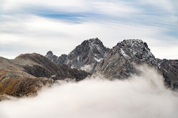 The Corni Bruciati, stunning peaks in Monte Disgrazia massif, Italy landscape