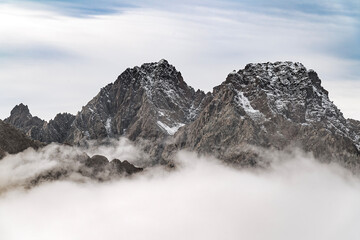 The Corni Bruciati, stunning peaks in Monte Disgrazia massif, Italy landscape