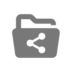 Computer file folder with share symbol. Sharing vector icon.