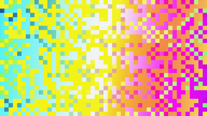 Abstract pastel neon rainbow pixel texture bg video screen. Tv pattern background with square noise effect. Futuristic broadcast gradient banner for television. Modern vhs 8 bit static display element