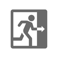 Exit sign vector icon. Fire escape, door symbol.