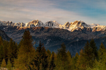 Sunset on Bernina massif, Alps landscape