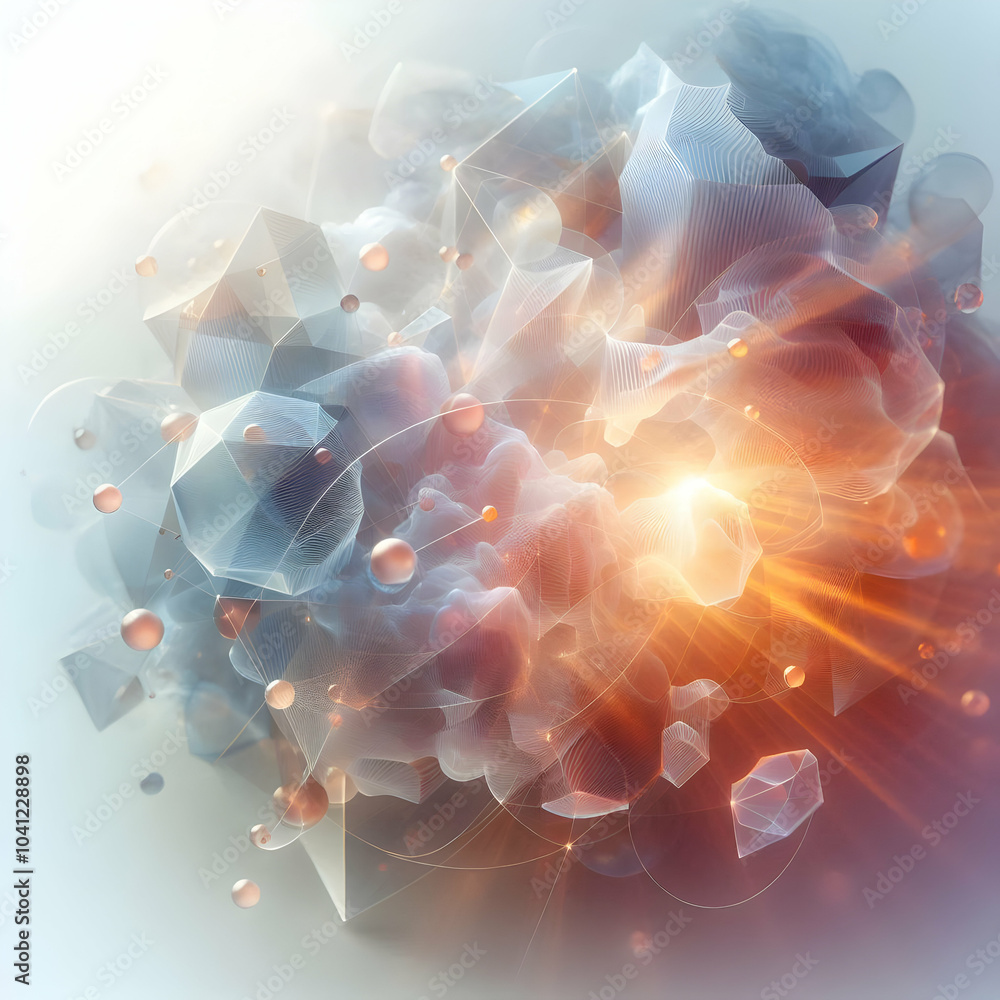 Poster 3d ethereal light streams abstract shapes close up soft translucent geometric forms light beams drea