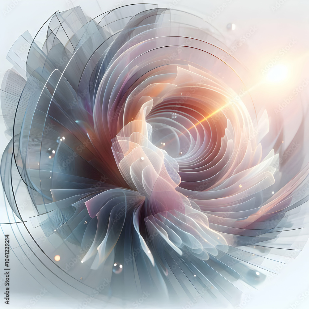 Poster 3d ethereal light streams abstract shapes close-up soft translucent geometric forms light beams drea