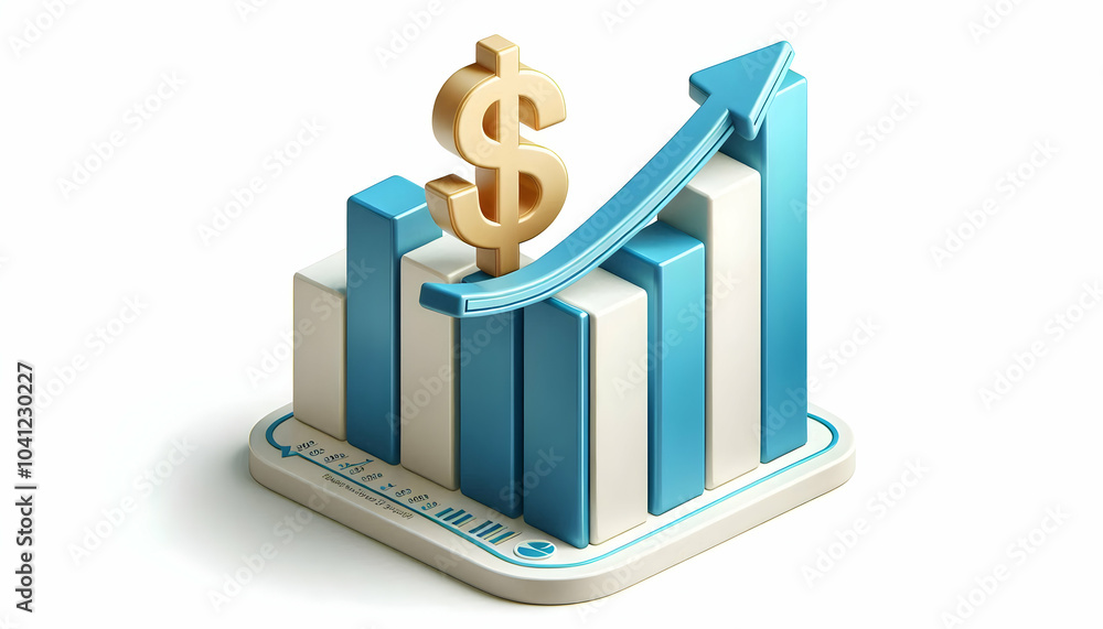 Aufkleber 3d bar graph increasing profits clean vector element business growth market success icon isolated wh